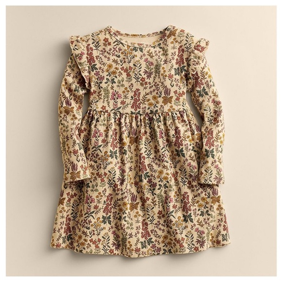 Little Co. By Lauren Conrad Other - Girls' Floral Long-Sleeve Dress in Cream and Pink